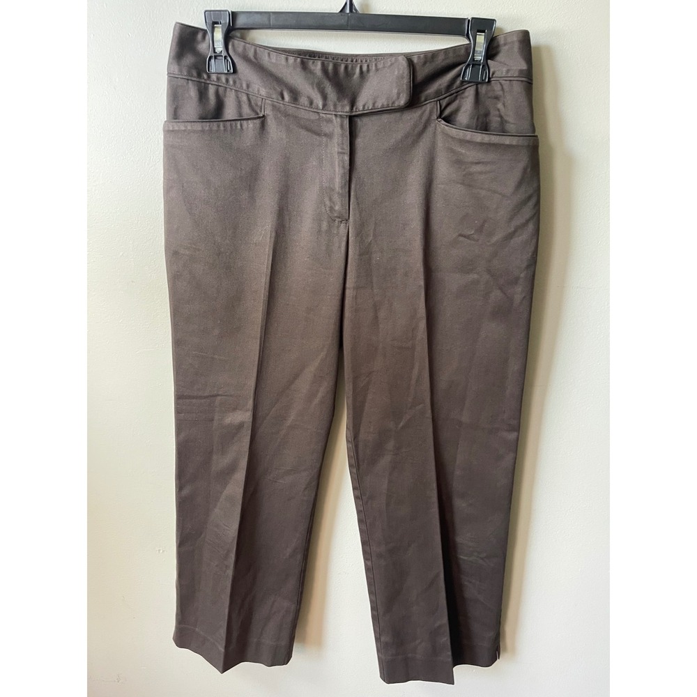 Ann Taylor Womens Brown Straight Leg Cropped Dress Pants Trousers Size 6